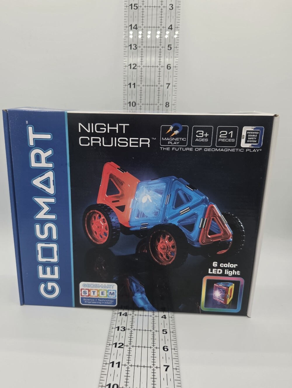 GeoSmart Night Cruiser Magnetic Building Set 21pc LED Light STEM, Age 3+